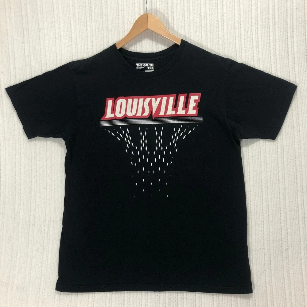 Adidas Louisville Cardinals Basketball Graphic Tee T-Shirt Black‎ Men's Size L